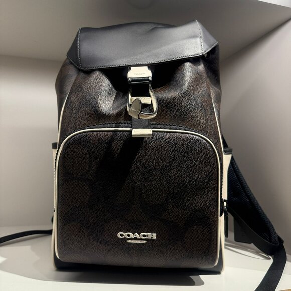 coach Racer Backpack In Blocked Signature Canvas cy775 - Picture 1 of 7